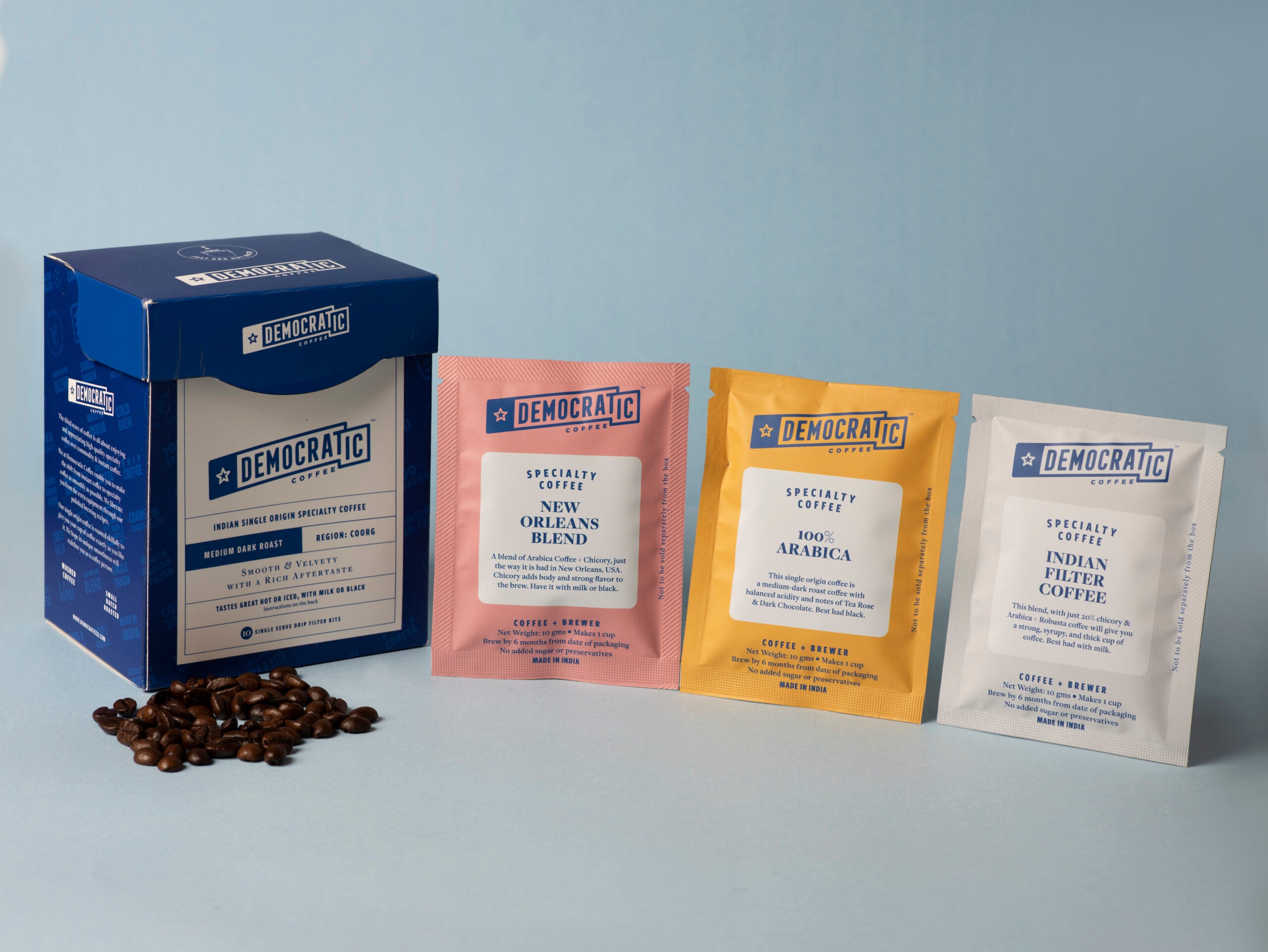 Democratic Coffee-Drip Filter Assorted pack- Indian Specialty Coffee (pack of 10)